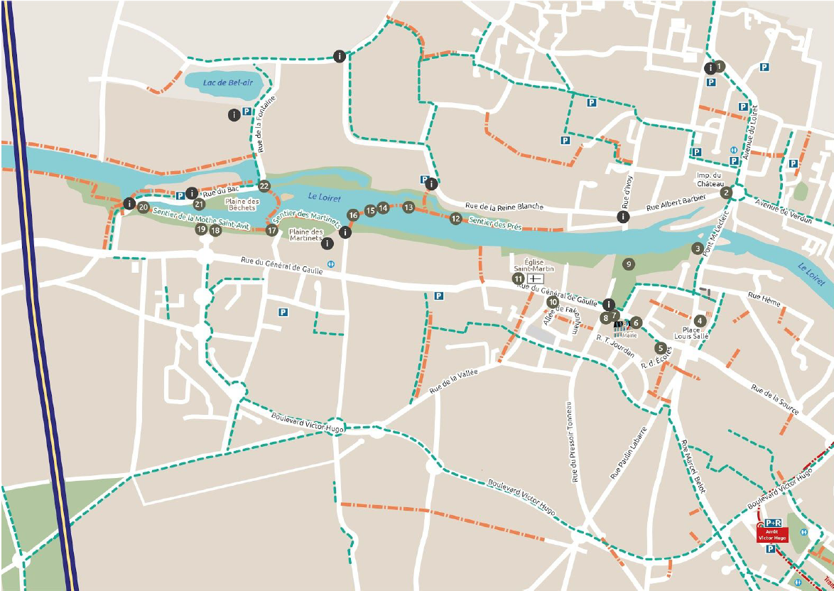 carte avec l'emplacement des panneaux patrimoine