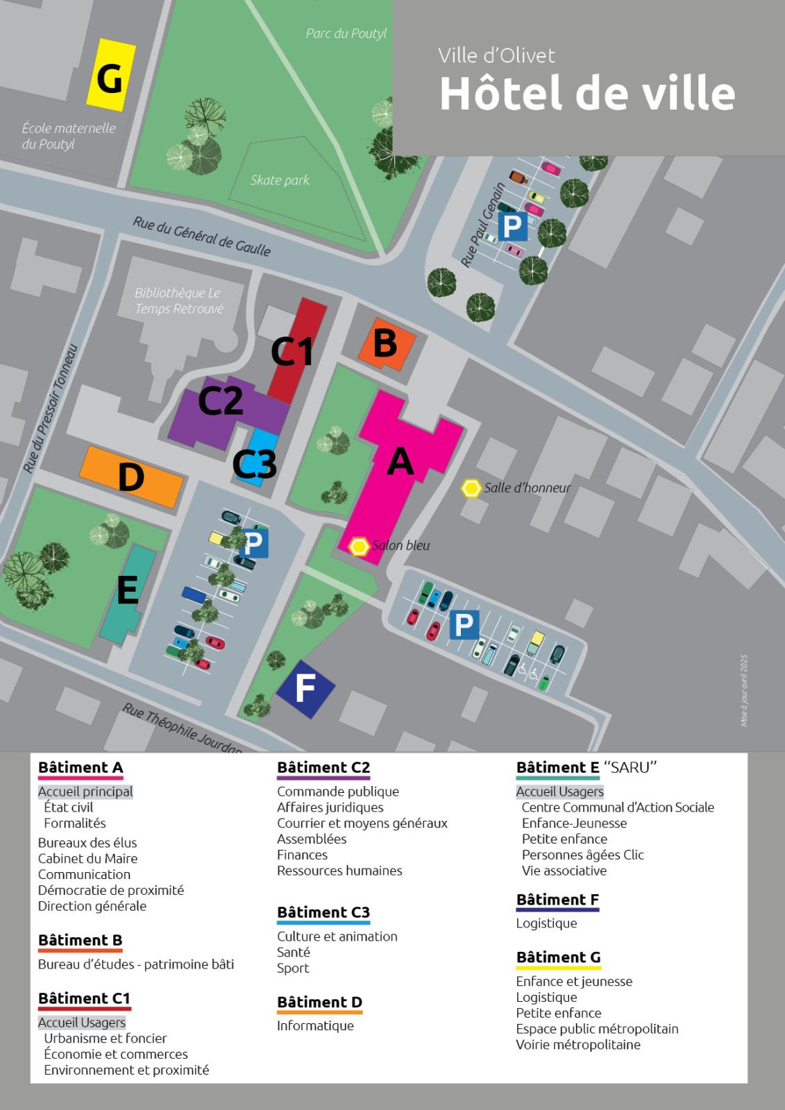 Plan des bâtiments des l'Hôtel de ville d'Olivet