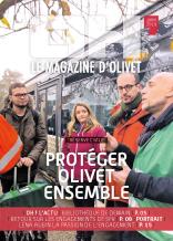 couverture du magazine, avec une photo du maire et des services de sécurité de la ville discutant ensemble